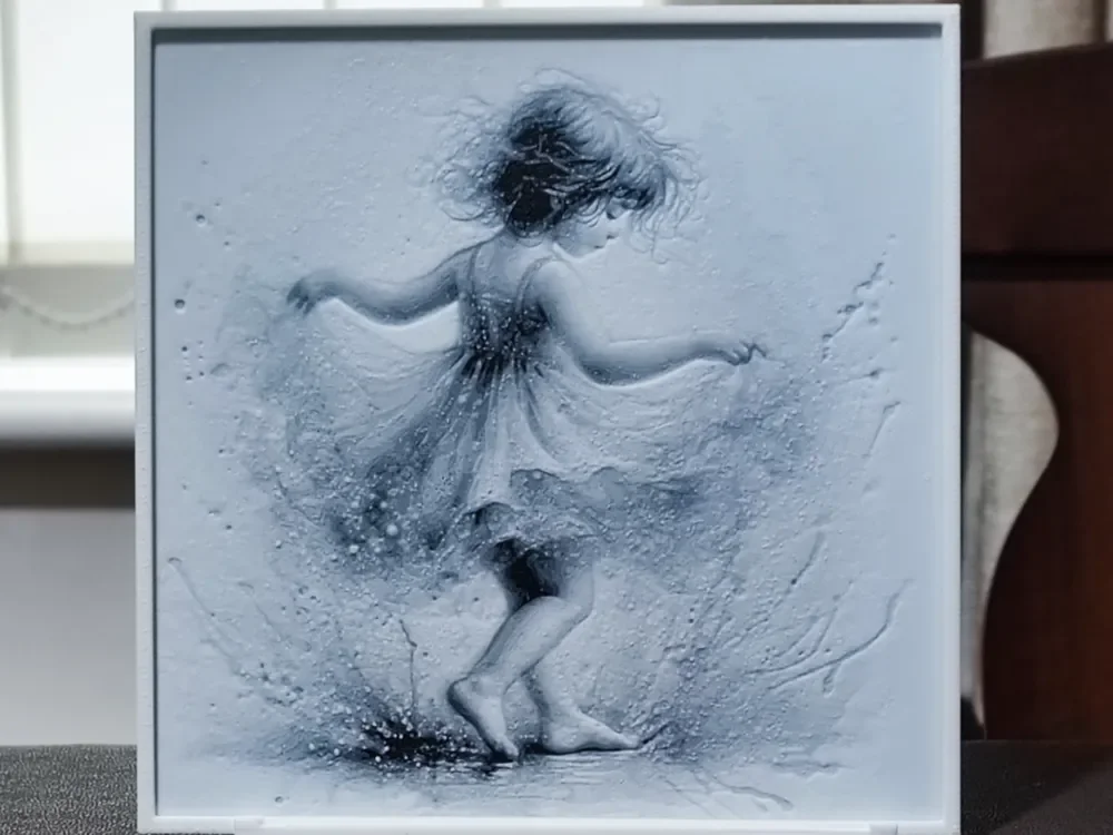 Innocence In The Rain - HueForge 2 Color by BoDad HueForge model: Innocence In The Rain - HueForge 2 Color by BoDad