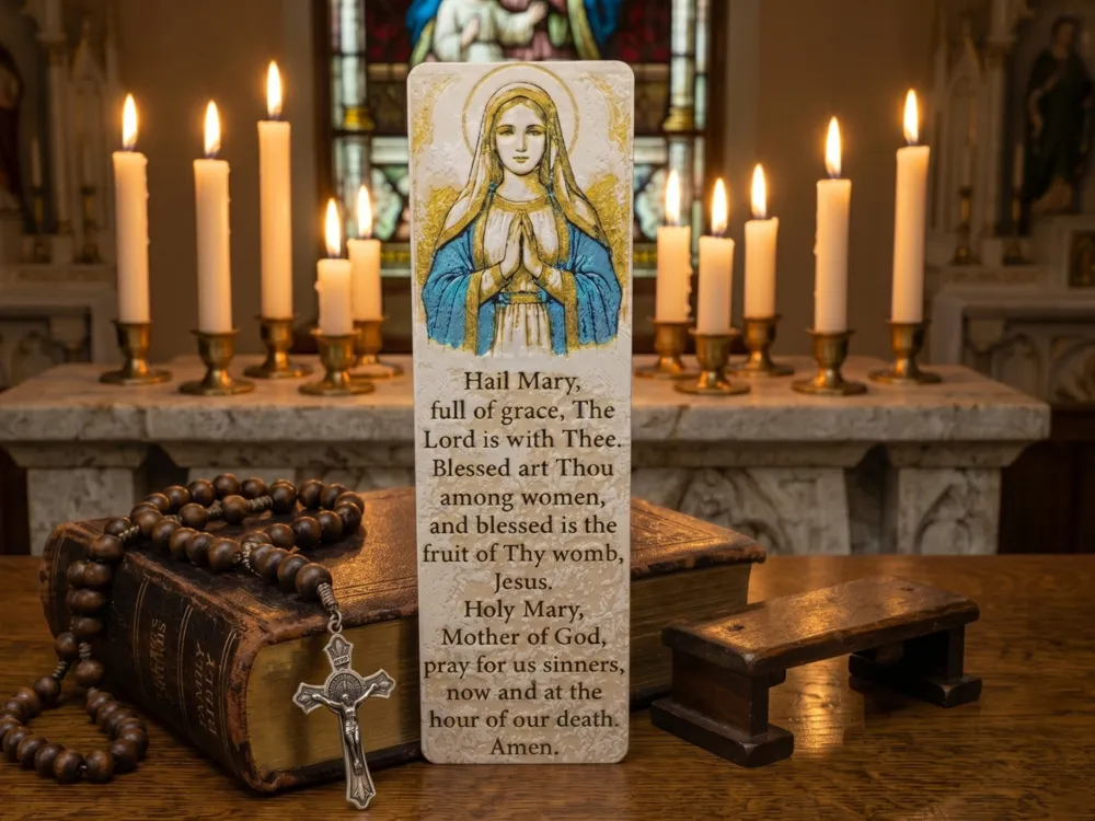 Holy Mother, Hail Mary Prayer Bookmark by 3djd HueForge model: Holy Mother, Hail Mary Prayer Bookmark by 3djd