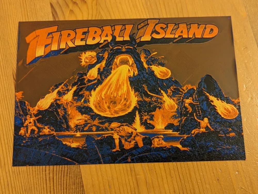 Fireball Island Board Game Cover Hueforge by suaimondi HueForge model: Fireball Island Board Game Cover Hueforge by suaimondi