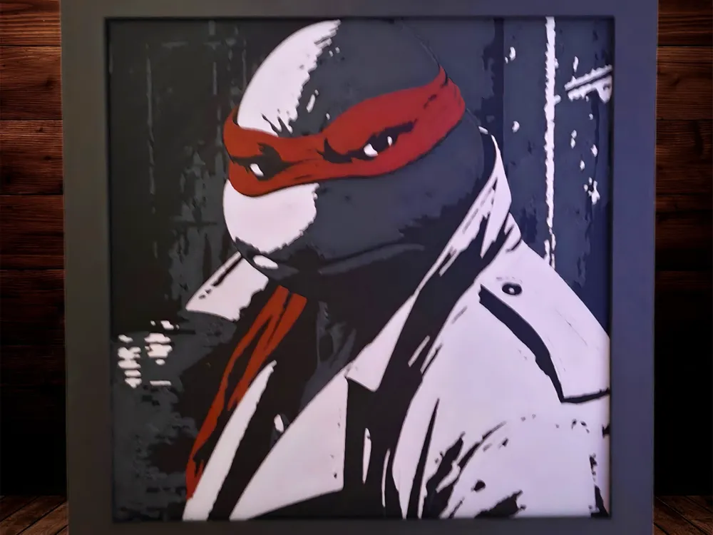 Raphael "Raph" - Teenage Mutant Ninja Turtles by Side Quest Hues HueForge model: Raphael "Raph" - Teenage Mutant Ninja Turtles by Side Quest Hues