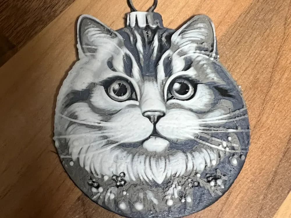 Fluffy Cat Bauble decoration by Leafy HueForge model: Fluffy Cat Bauble decoration by Leafy