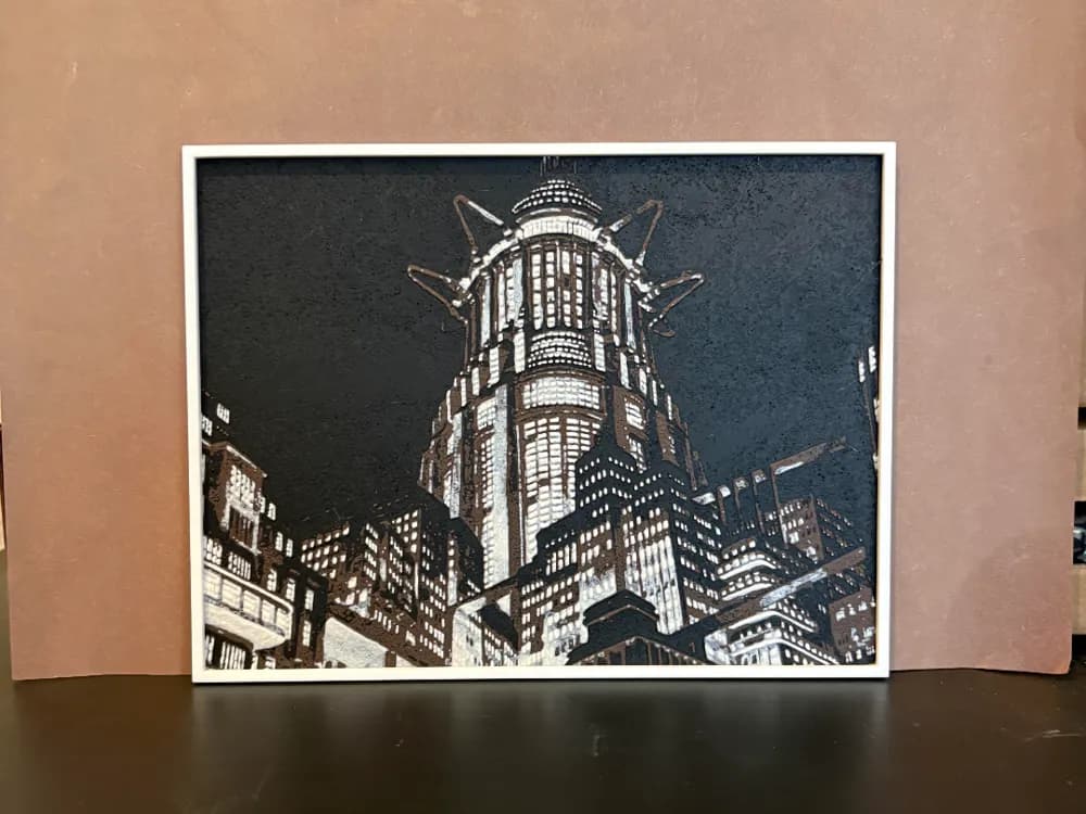 Metropolis - Night Skyline Hueforge by Estiv HueForge model: Metropolis - Night Skyline Hueforge by Estiv