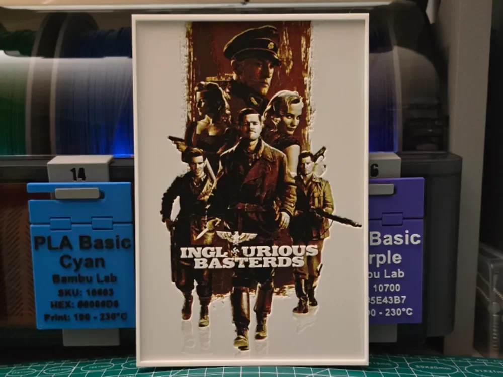 Inglourious Basterds Movie Poster - Hueforge Art by Lumpy3D HueForge model: Inglourious Basterds Movie Poster - Hueforge Art by Lumpy3D