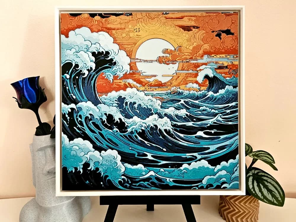 Japanese Wave - Filament Painting (HueForge) by C3D HueForge model: Japanese Wave - Filament Painting (HueForge) by C3D