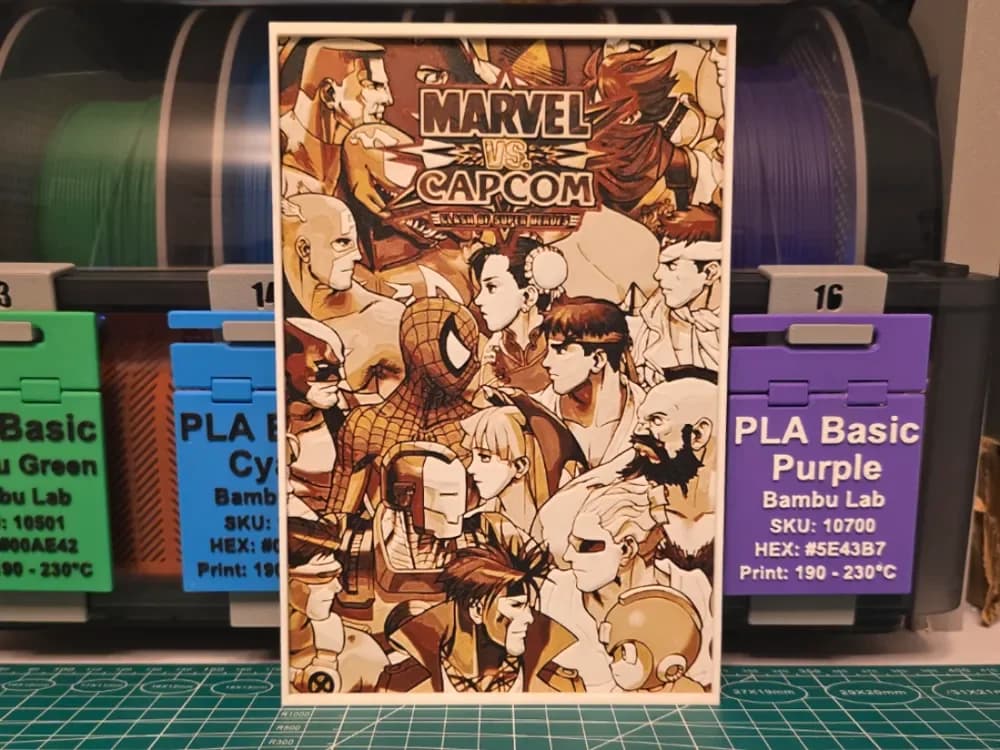 HueForge model: Marvel vs. Capcom: Clash of Super Heroes Poster by Lumpy3D