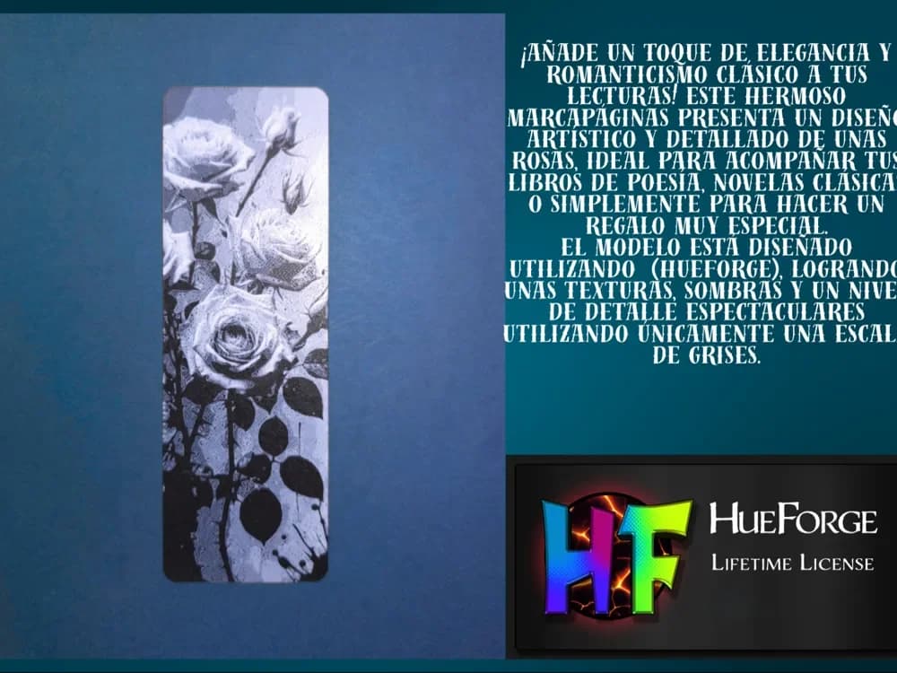 Bookmark Elegant Roses by FYTY112 HueForge model: Bookmark Elegant Roses by FYTY112