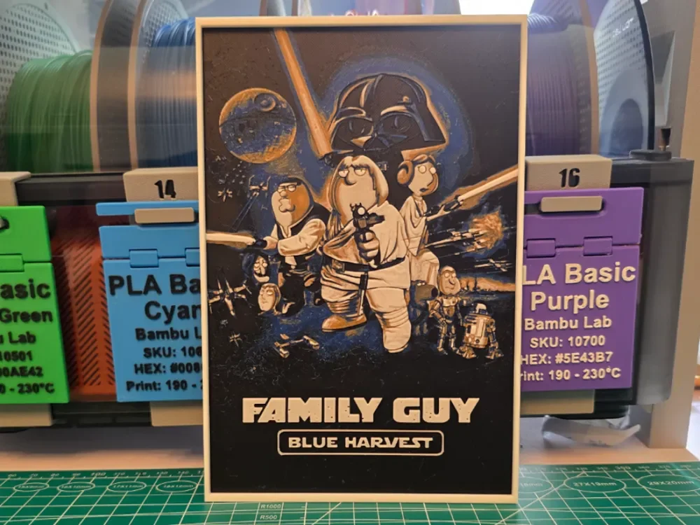 Family Guy Presents: Blue Harvest - Hueforge Art by Lumpy3D HueForge model: Family Guy Presents: Blue Harvest - Hueforge Art by Lumpy3D