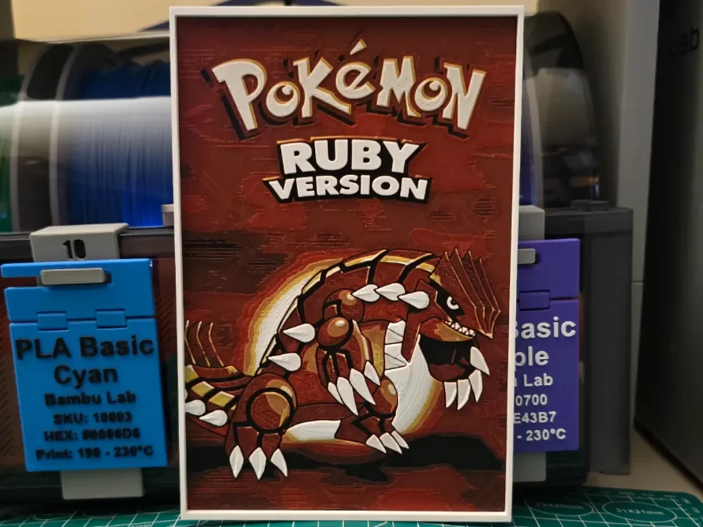 Pokémon: Ruby Version Poster - Hueforge Art by Lumpy3D HueForge model: Pokémon: Ruby Version Poster - Hueforge Art by Lumpy3D