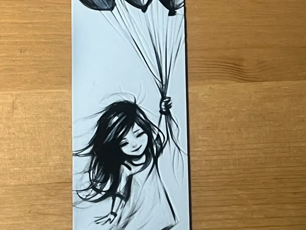 girl with balloons bookmark by Morganja HueForge model: girl with balloons bookmark by Morganja