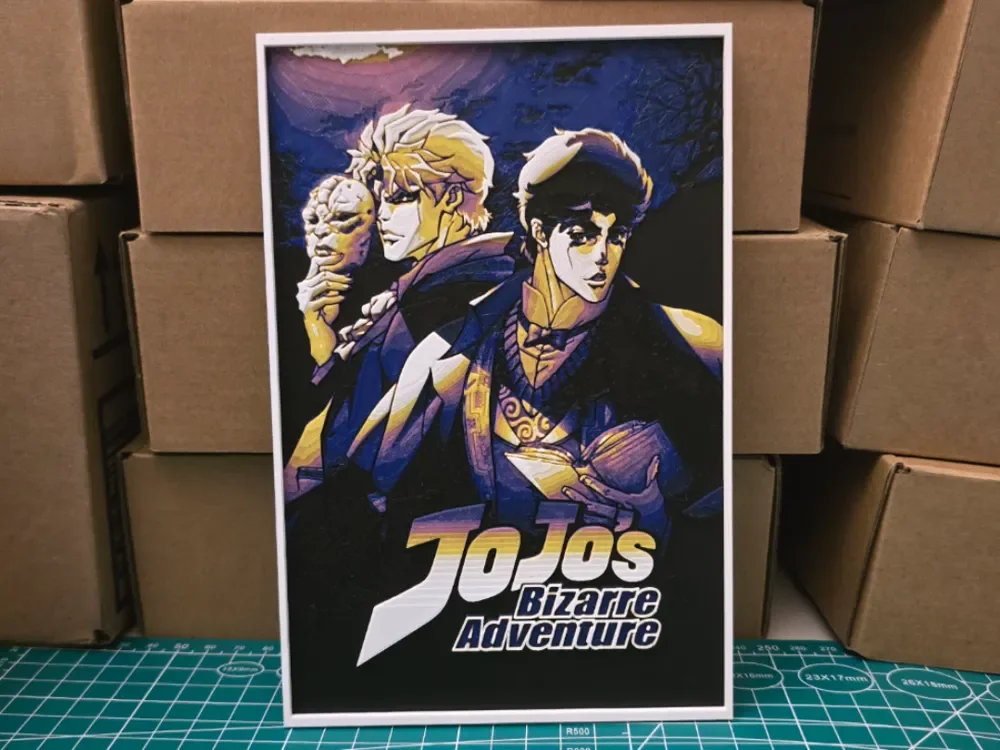 Jojo's Bizarre Adventure Poster - Hueforge Art by Lumpy3D HueForge model: Jojo's Bizarre Adventure Poster - Hueforge Art by Lumpy3D