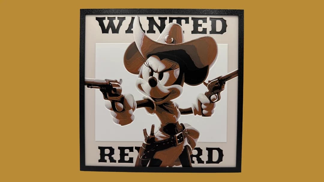 Minnie Mouse - Outlaw by Canadian Gamer HueForge model: Minnie Mouse - Outlaw by Canadian Gamer