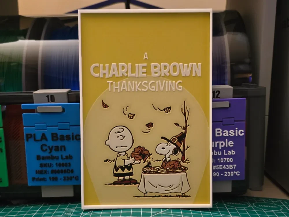 A Charlie Brown Thanksgiving Poster - Hueforge Art by Lumpy3D HueForge model: A Charlie Brown Thanksgiving Poster - Hueforge Art by Lumpy3D