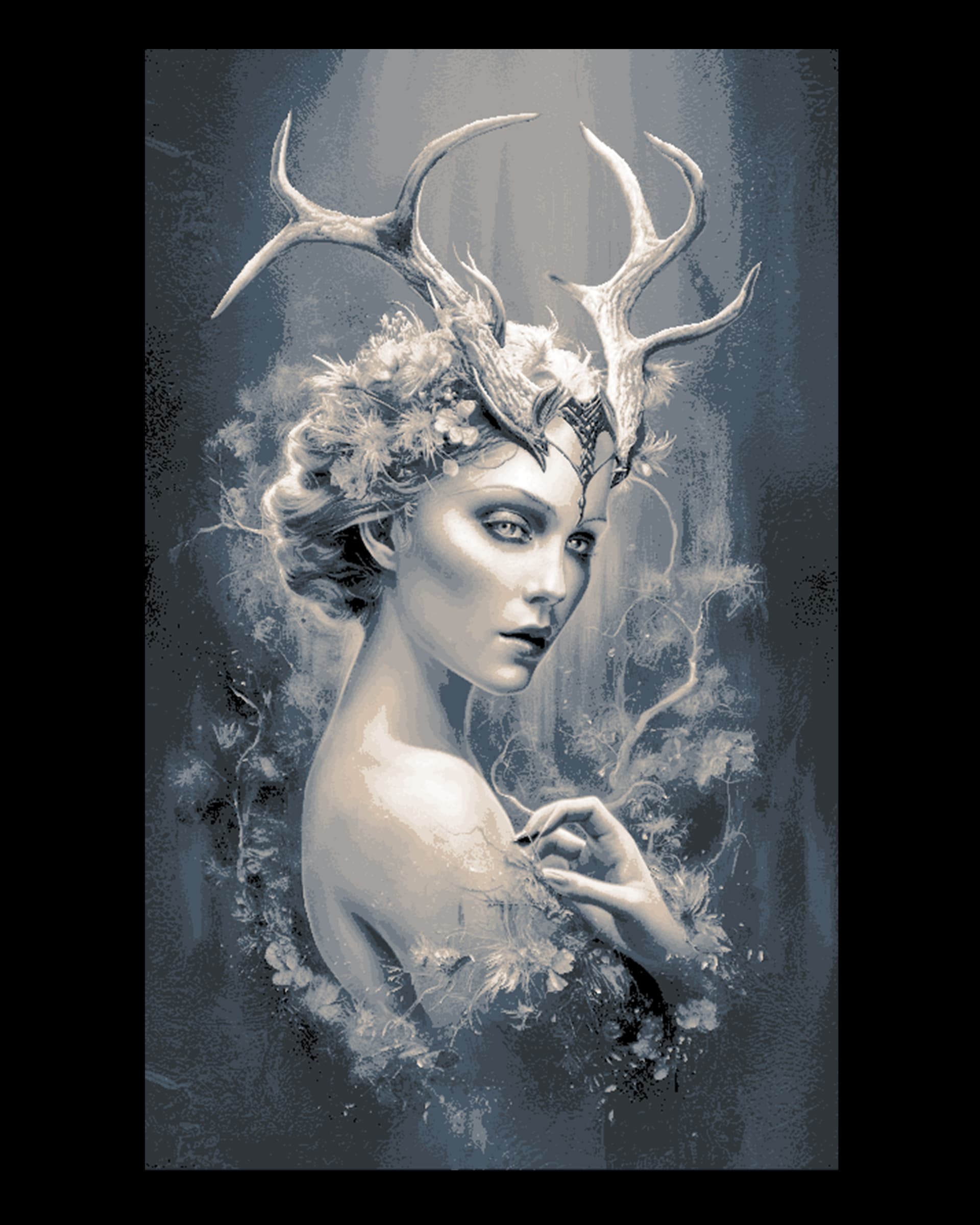 Vintage Portrait of a Druid Priestess - Wall Hueforge Art Vintage Portrait of a Druid Priestess - Wall Hueforge Art
