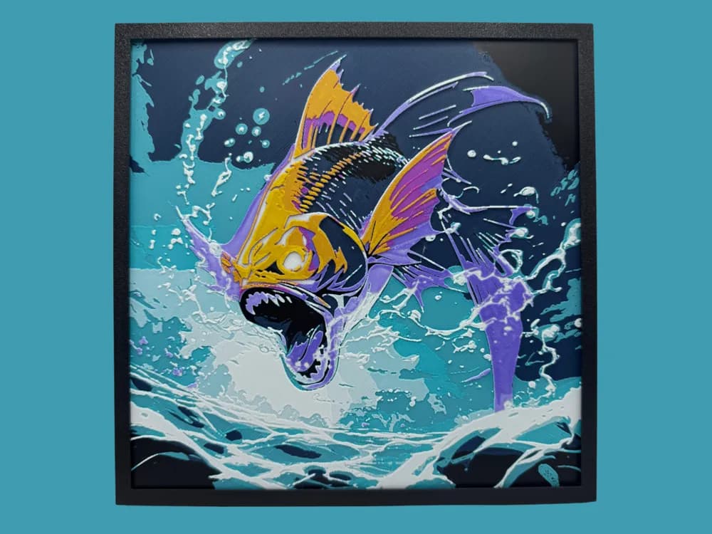 Zombie Fish Jumping by Canadian Gamer HueForge model: Zombie Fish Jumping by Canadian Gamer