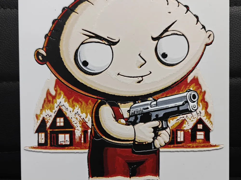 HueForge model: Stewie Griffin (Disaster Girl Meme) by TheHueforgeLady