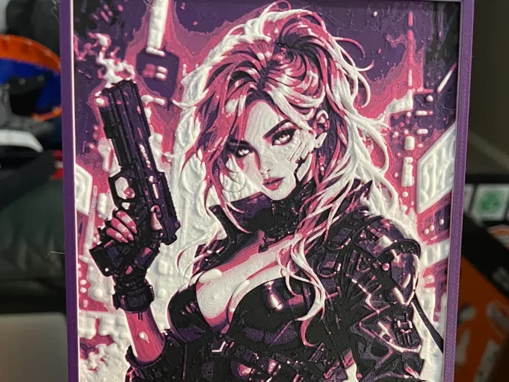 CyberVibe with a Gun by Advancedtechworldwide HueForge model: CyberVibe with a Gun by Advancedtechworldwide