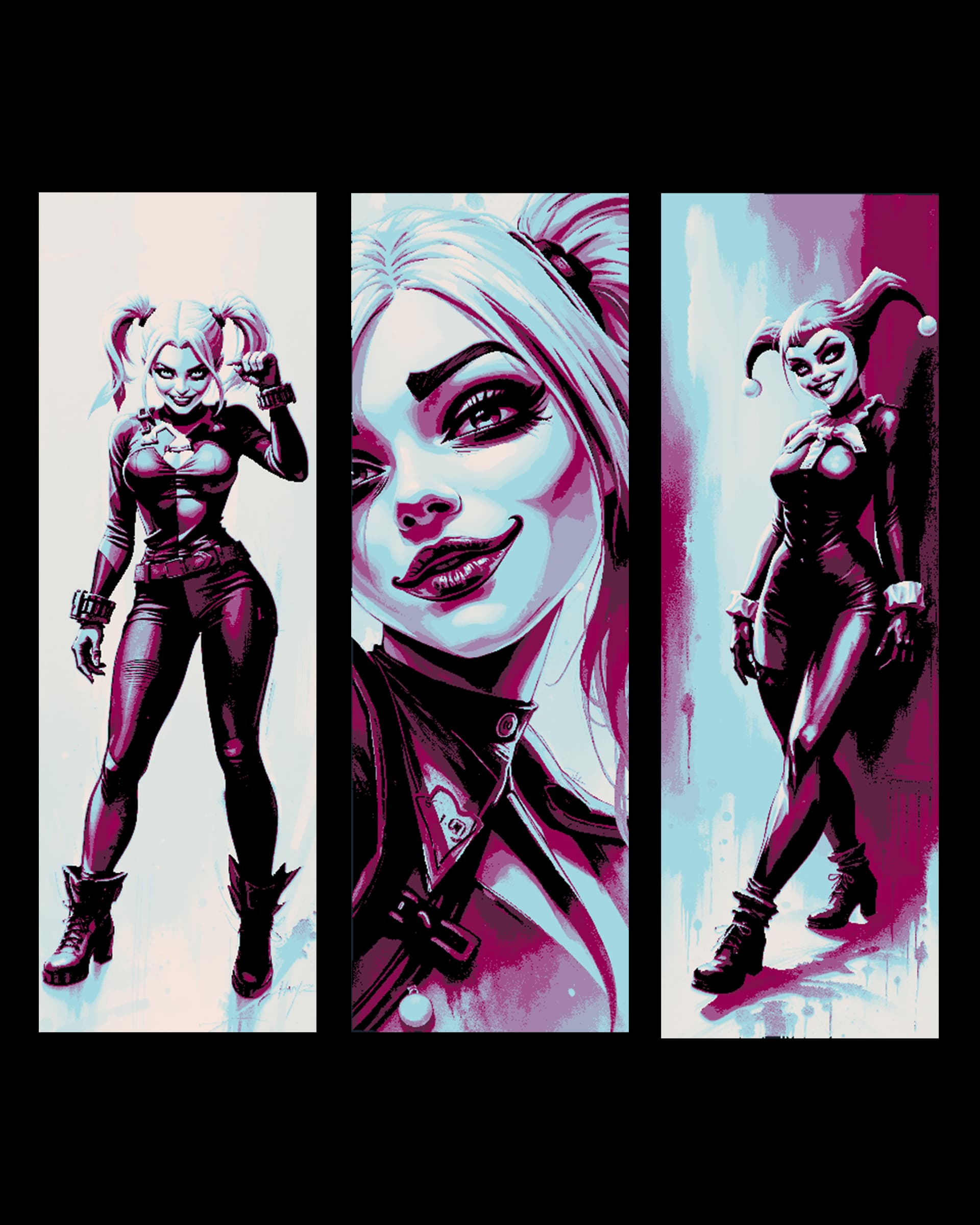The beautiful and completely unstable Harley Quinn - Fan Art set of Bookmarks The beautiful and completely unstable Harley Quinn - Fan Art set of Bookmarks