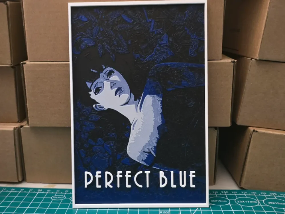 Perfect Blue Movie Poster - Hueforge Art by Lumpy3D HueForge model: Perfect Blue Movie Poster - Hueforge Art by Lumpy3D