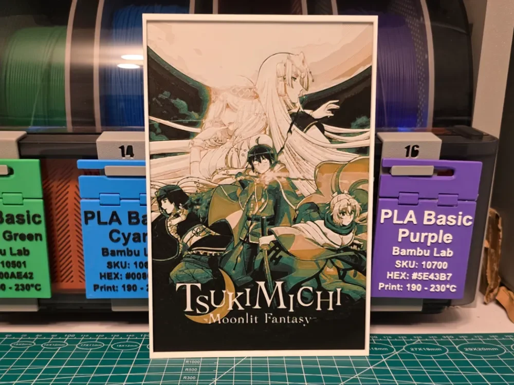 Tsukimichi: Moonlit Fantasy Anime Poster by Lumpy3D HueForge model: Tsukimichi: Moonlit Fantasy Anime Poster by Lumpy3D