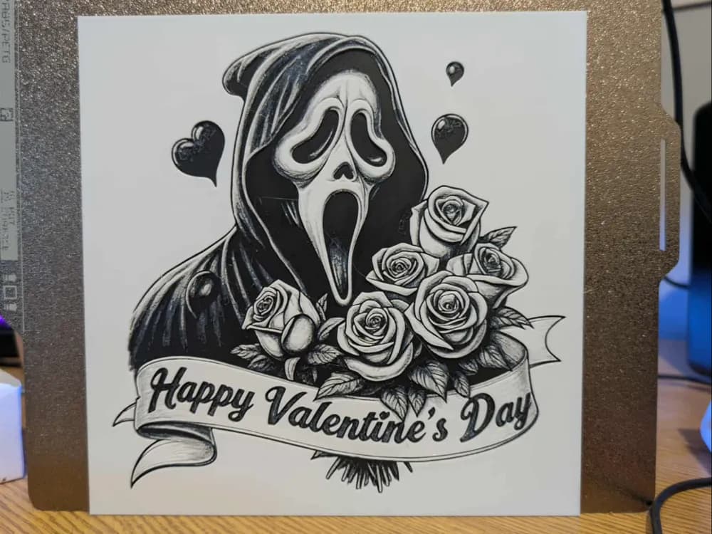 Scream For Valentines by 3dGlow HueForge model: Scream For Valentines by 3dGlow