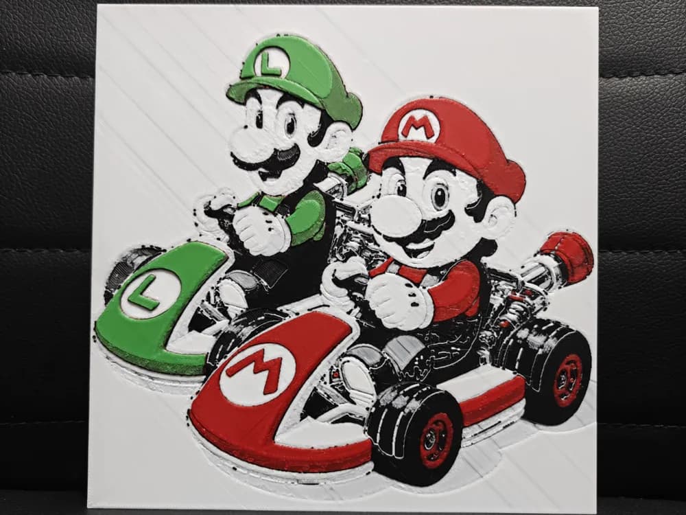 Mario & Luigi Multi-Coloured by TheHueforgeLady HueForge model: Mario & Luigi Multi-Coloured by TheHueforgeLady