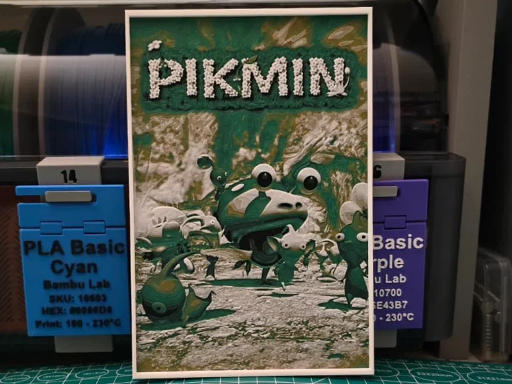 Pikmin Poster - Hueforge Art by Lumpy3D HueForge model: Pikmin Poster - Hueforge Art by Lumpy3D