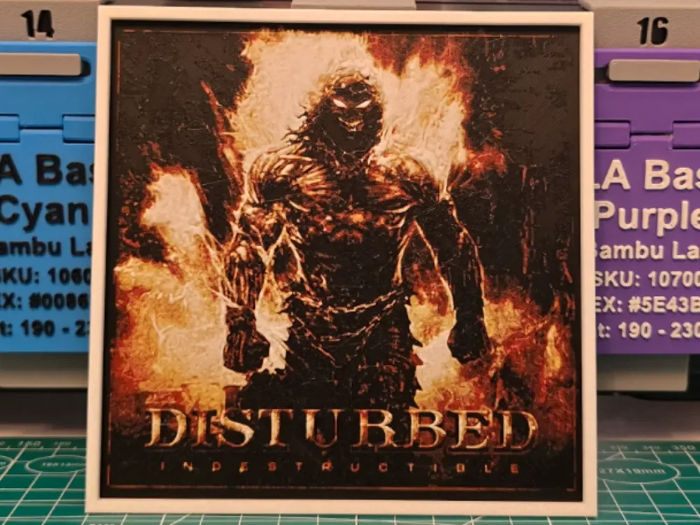 Disturbed "Indestructible" Album - Hueforge Art by Lumpy3D HueForge model: Disturbed "Indestructible" Album - Hueforge Art by Lumpy3D