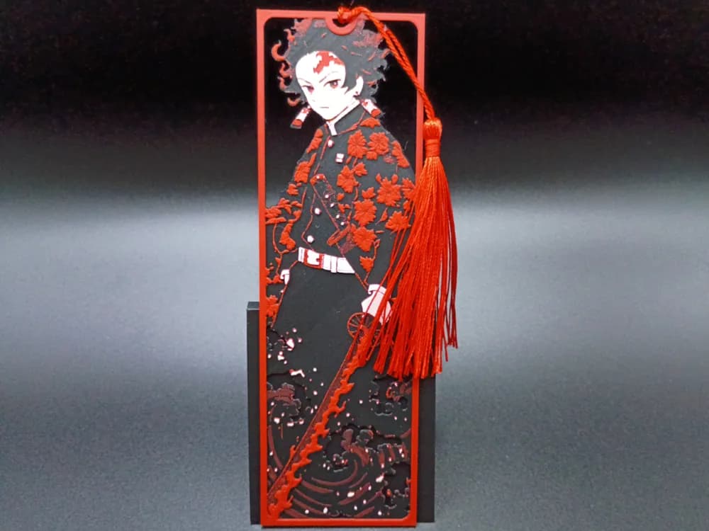 Tanjiro Framed Cutout, Demon Slayer Bookmark by 3djd HueForge model: Tanjiro Framed Cutout, Demon Slayer Bookmark by 3djd
