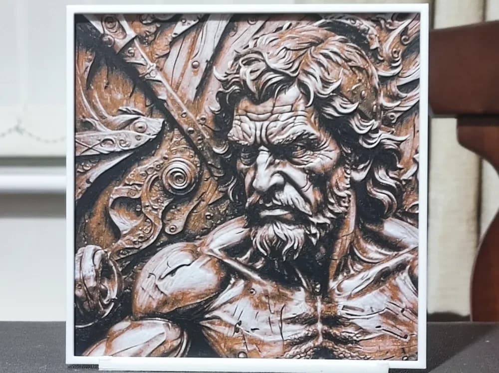 HueForge model: Wood Carving Gladiator - HueForge 3 Color by BoDad