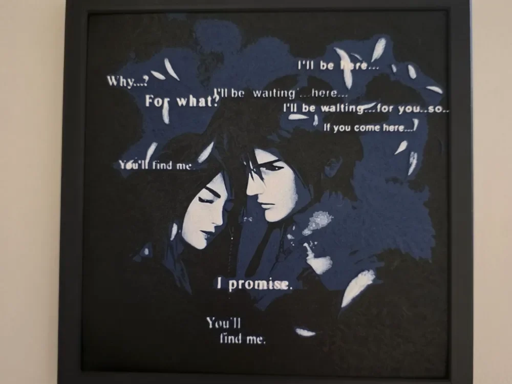 Final Fantasy 8 Squall Leonhart & Rinoa Heartilly by Side Quest Hues HueForge model: Final Fantasy 8 Squall Leonhart & Rinoa Heartilly by Side Quest Hues