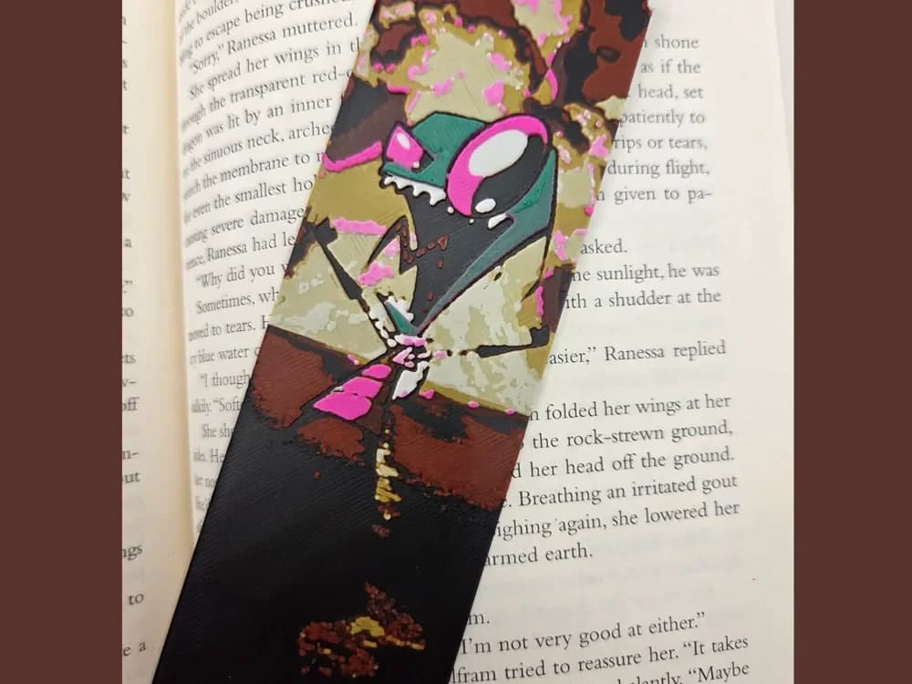 Invader Zim 50x150mm Bookmark by MythicHue's HueForge model: Invader Zim 50x150mm Bookmark by MythicHue's