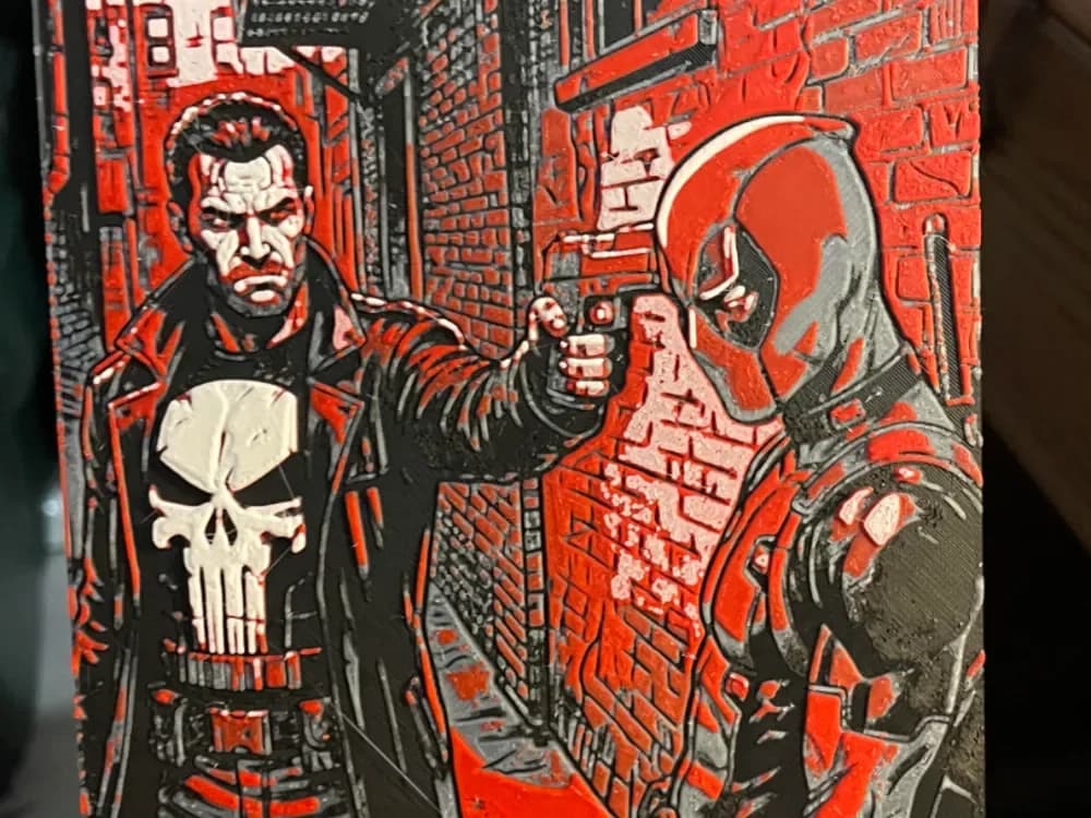Punisher VS DeadPool Hueforge by Advancedtechworldwide HueForge model: Punisher VS DeadPool Hueforge by Advancedtechworldwide