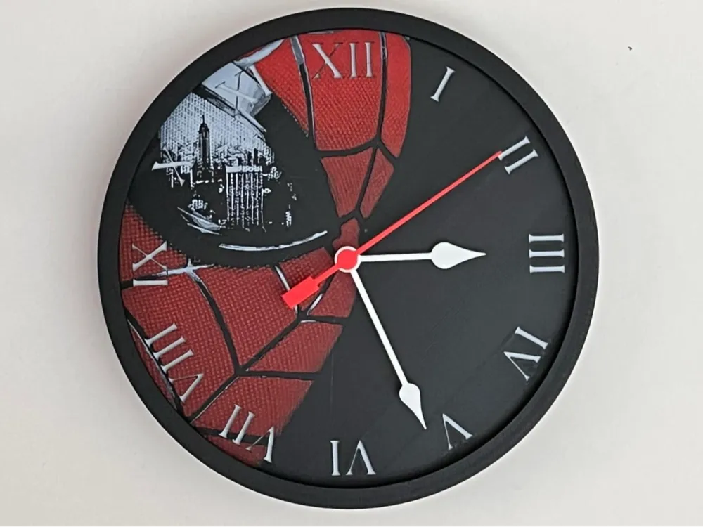 Customizable Clock - Spiderman Closeup by 3djd HueForge model: Customizable Clock - Spiderman Closeup by 3djd