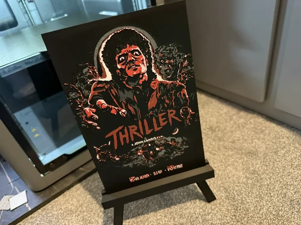 Thriller, Michael Jackson Movie Poster HueForge by Welsh Maker HueForge model: Thriller, Michael Jackson Movie Poster HueForge by Welsh Maker