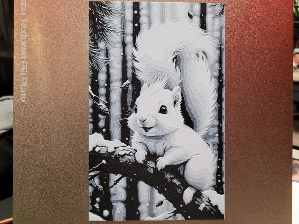 HueForge model: White Squirrel 2 - In a Snowy Forest - HF 125x200 by Vincent111