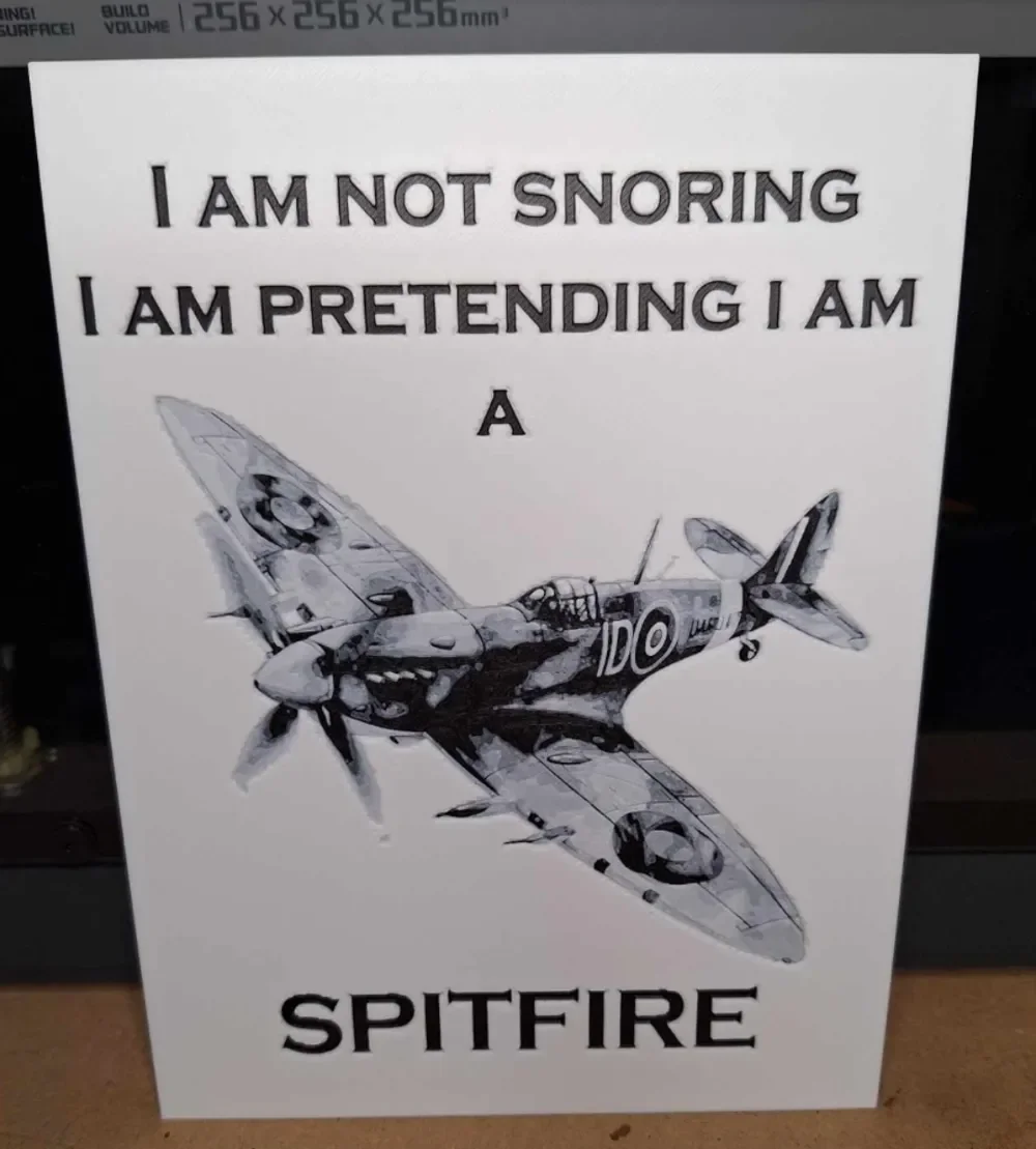 Funny - Snoring - Spitfire hueforge - Greyscale by 3dGlow HueForge model: Funny - Snoring - Spitfire hueforge - Greyscale by 3dGlow