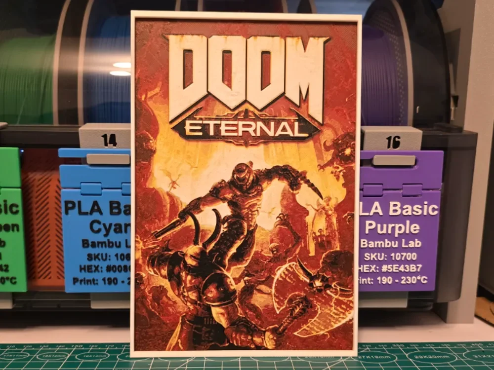 DOOM Eternal Game Poster - Hueforge Art by Lumpy3D HueForge model: DOOM Eternal Game Poster - Hueforge Art by Lumpy3D