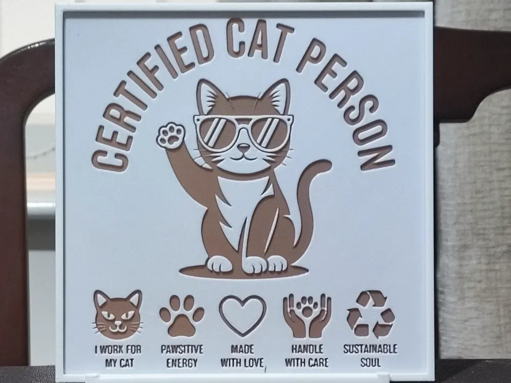 Cat Person Sign - HueForge 2 Color by BoDad HueForge model: Cat Person Sign - HueForge 2 Color by BoDad