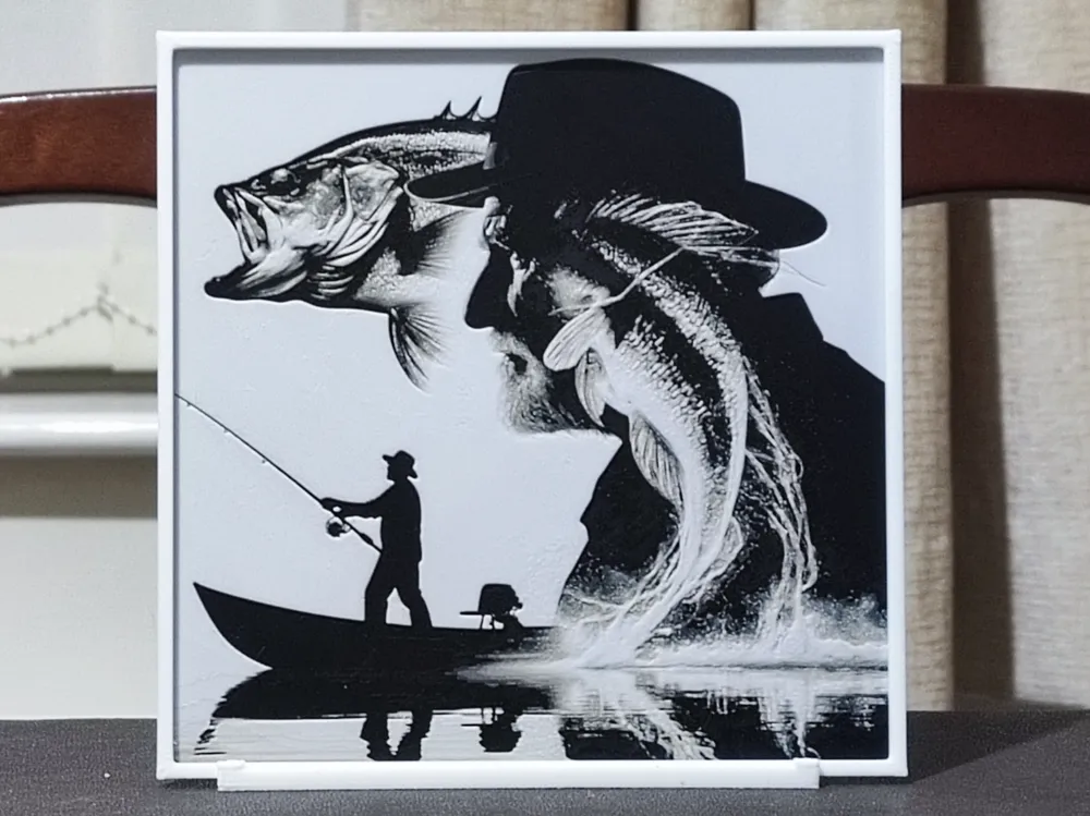 Double Exposure Gone Fishing - 3 Color HueForge by BoDad HueForge model: Double Exposure Gone Fishing - 3 Color HueForge by BoDad