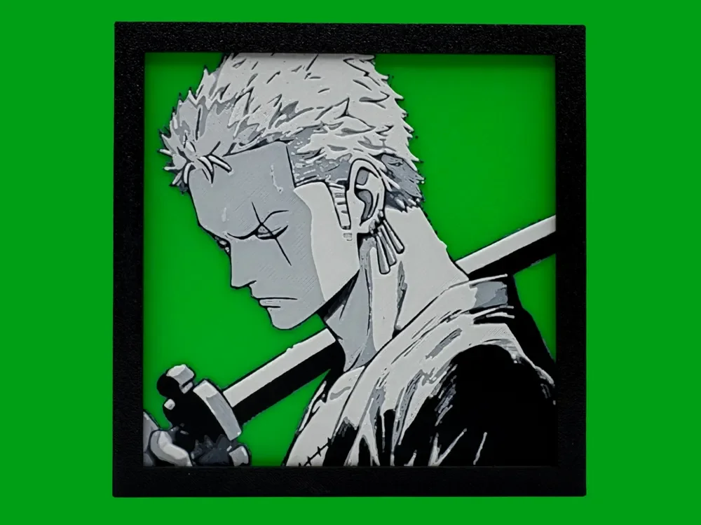 Roronoa Zoro - One Piece - 4 Color Collection by Canadian Gamer HueForge model: Roronoa Zoro - One Piece - 4 Color Collection by Canadian Gamer