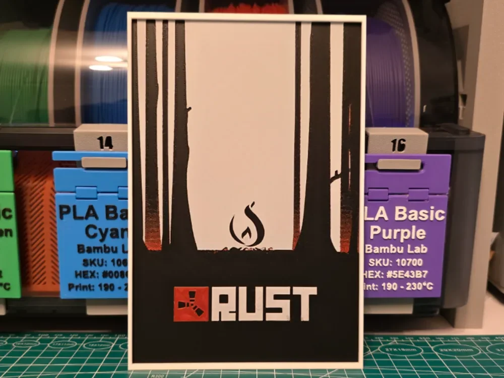 Rust Game Poster - Hueforge Art by Lumpy3D HueForge model: Rust Game Poster - Hueforge Art by Lumpy3D