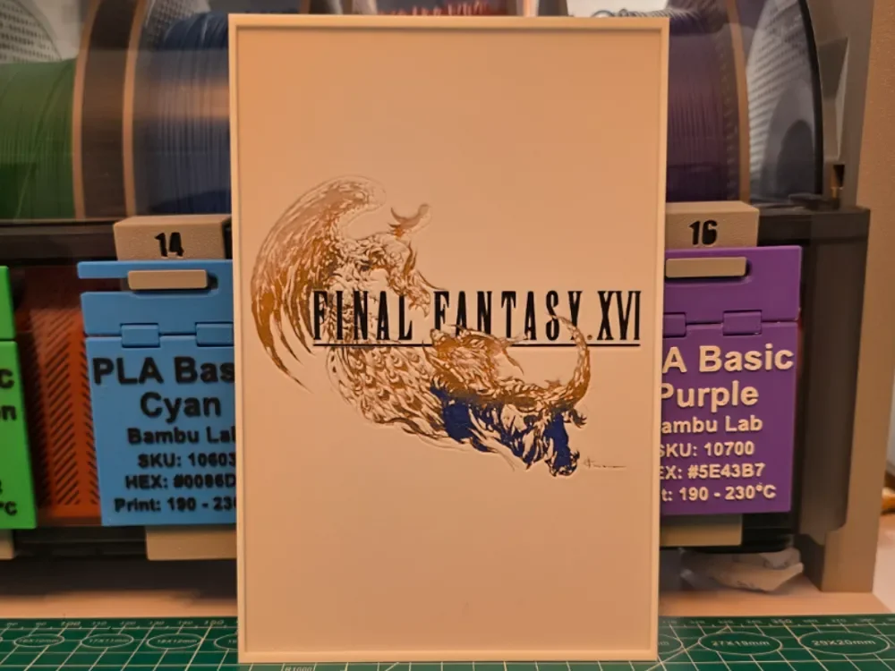 Final Fantasy XVI Poster - Hueforge Art by Lumpy3D HueForge model: Final Fantasy XVI Poster - Hueforge Art by Lumpy3D
