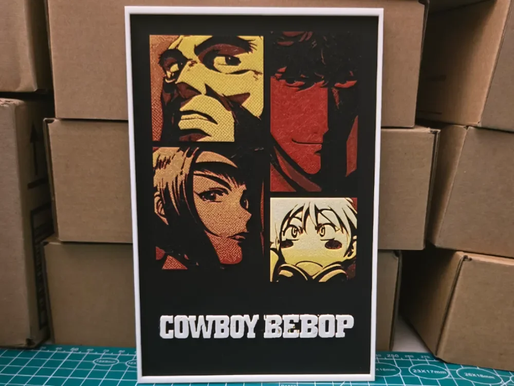 Cowboy Bebop Poster - Hueforge Art by Lumpy3D HueForge model: Cowboy Bebop Poster - Hueforge Art by Lumpy3D