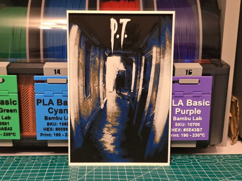 P.T. Game Poster - Hueforge Art by Lumpy3D HueForge model: P.T. Game Poster - Hueforge Art by Lumpy3D