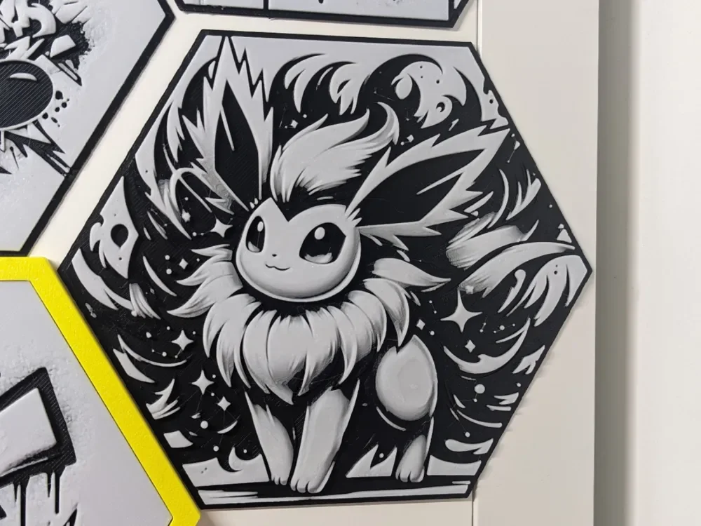 Pokemon Flareon Hueforge Hex Hexagon by Seb3D HueForge model: Pokemon Flareon Hueforge Hex Hexagon by Seb3D