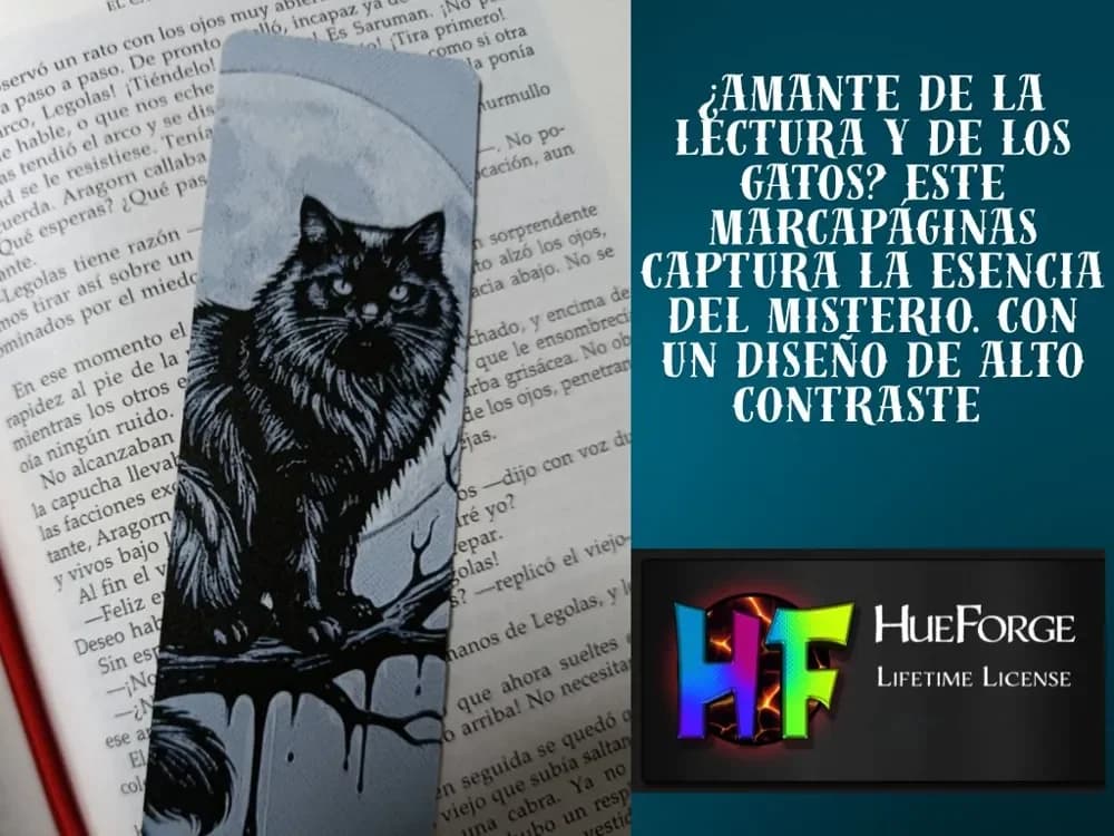 Mystical Black Cat Bookmark by FYTY112 HueForge model: Mystical Black Cat Bookmark by FYTY112