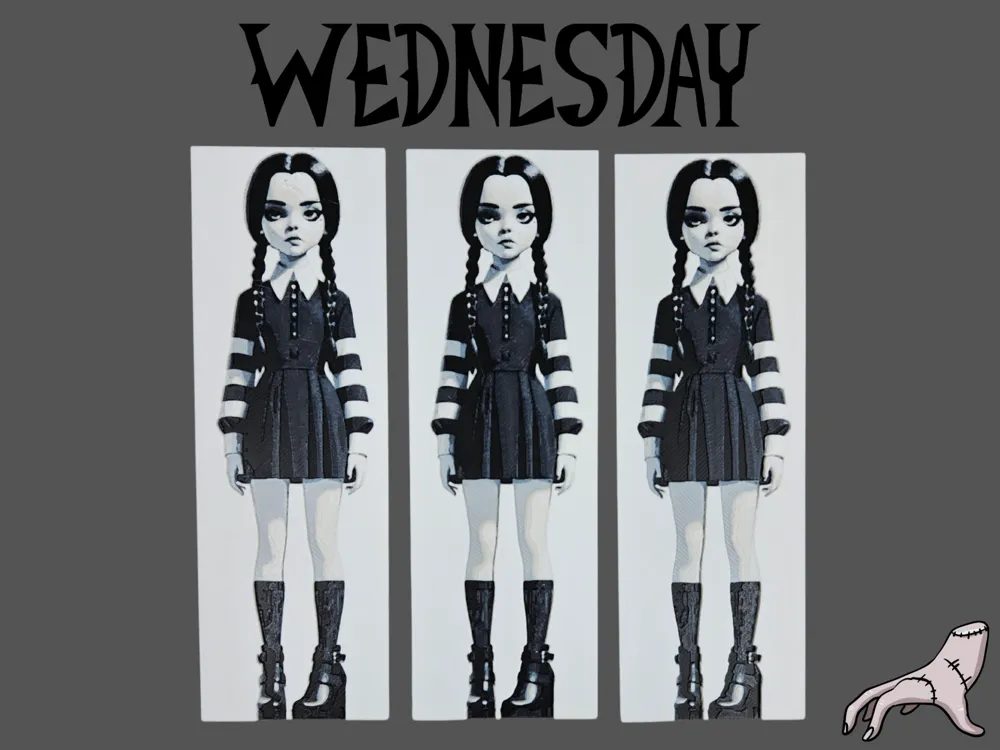 HueForge model: Wednesday Addams Bookmark by BusyKikiBee