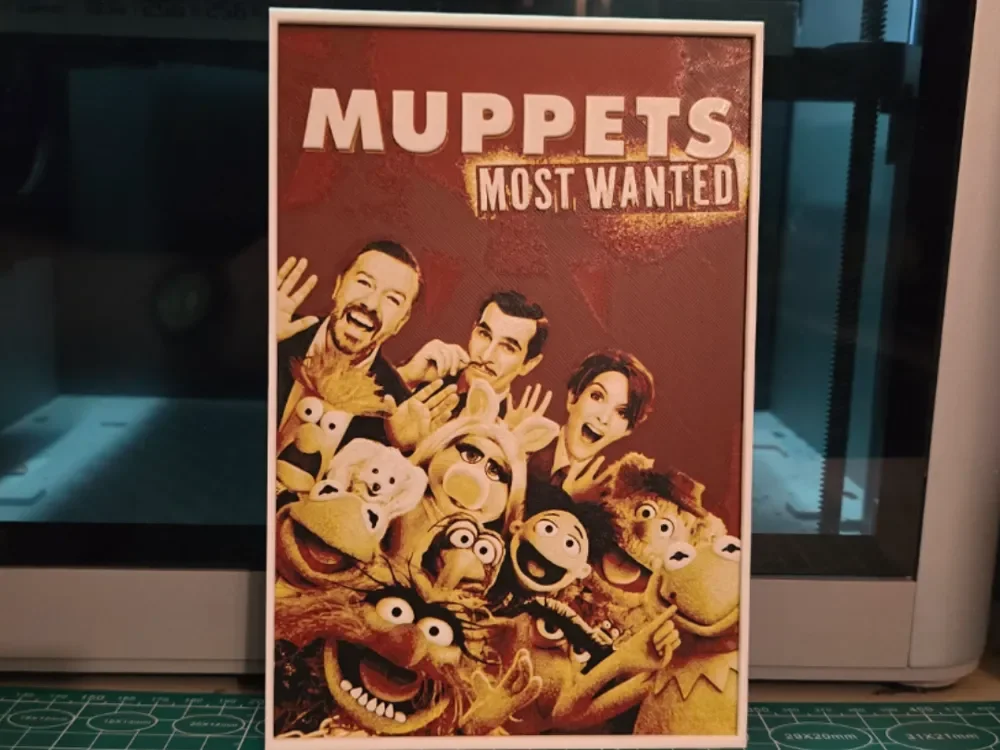Muppets Most Wanted Movie Poster - Hueforge Art by Lumpy3D HueForge model: Muppets Most Wanted Movie Poster - Hueforge Art by Lumpy3D