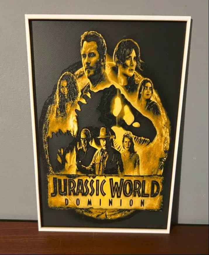 Hueforge Movie Poster - Jurassic World Dominion - by JoDau HueForge model: Hueforge Movie Poster - Jurassic World Dominion - by JoDau