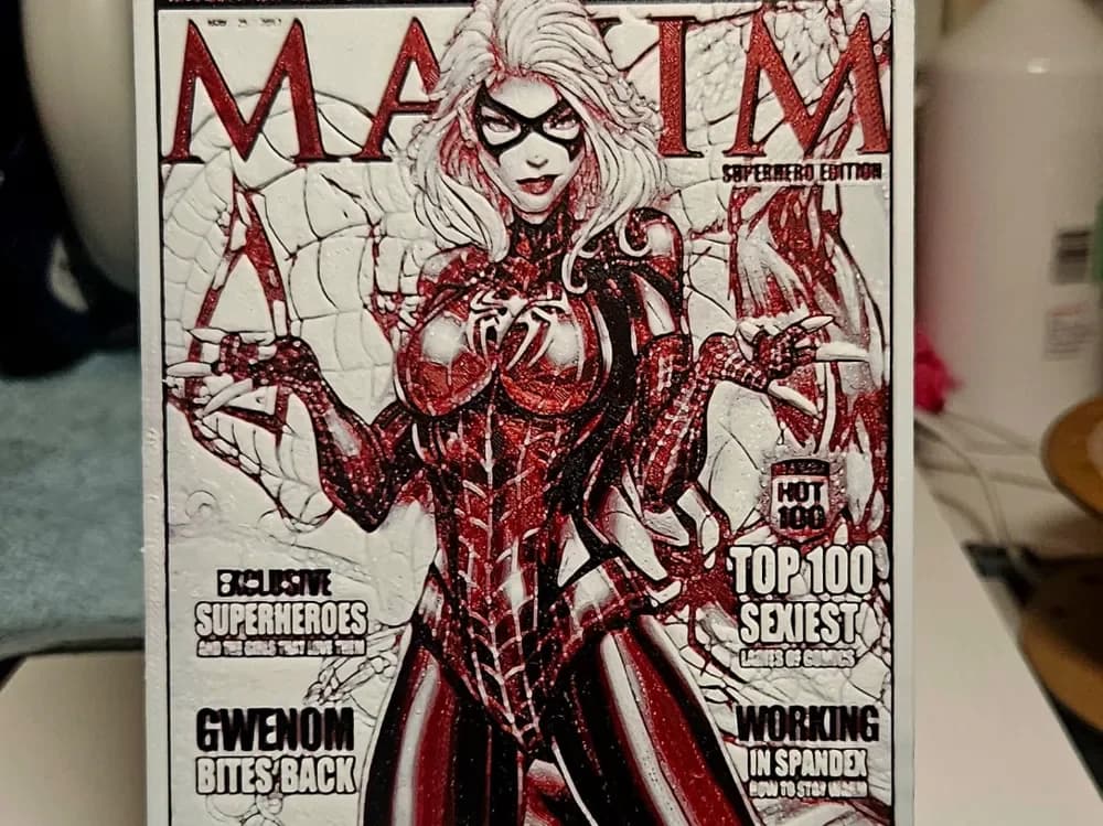 Maxim Black Cat Spiderman symbiote by Mano's 3d_Art HueForge model: Maxim Black Cat Spiderman symbiote by Mano's 3d_Art
